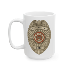 15oz Flames Test Metal – Courage Defines the Firefighter Mug